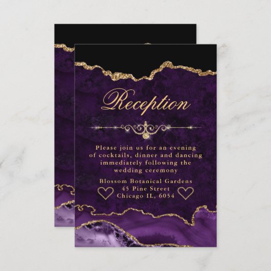 Ontvangst van Paarse en goudbruidjes Informatiekaartje (Voorkant / Achterkant)