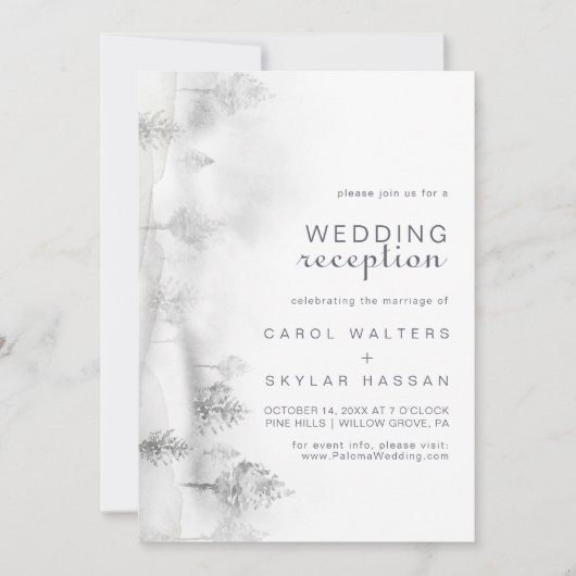 Ontvangst van winterboswoudbruiloft kaart (Voorkant)