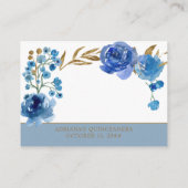 Ontvangstenvelopkaart met blauwe roos en goudblad informatiekaartje (Achterkant)