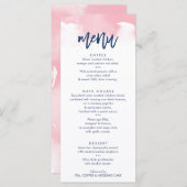 ONTVANGSTMENU - stijlvolle roze waterverf Menu (Voorkant / Achterkant)