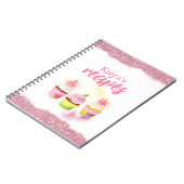 Ontvangt Roze Glitter Cupcake Aangepast Notitieboe Notitieboek (Linkerzijde)
