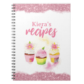Ontvangt Roze Glitter Cupcake Aangepast Notitieboe Notitieboek