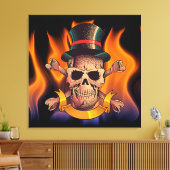 Ontvlambare schedel canvas afdruk (Insitu (Woonkamer))