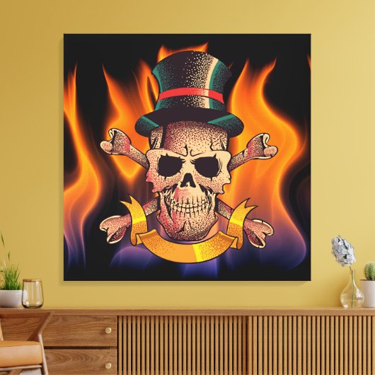 Ontvlambare schedel canvas afdruk (Insitu (Woonkamer))