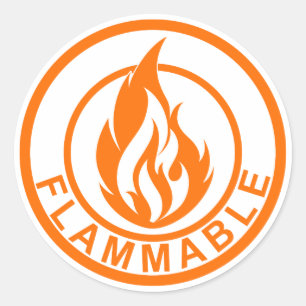 Ontvlambare vlam vuurcirkel sticker sinaasappel