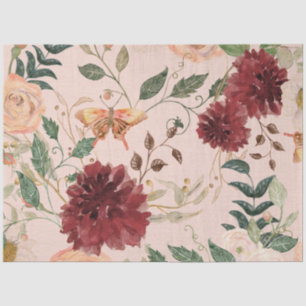 Ontvlechting van katteplank Burgundy Floral Butter Tissuepapier