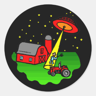 ontvoering van buitenaardse boeren ronde sticker