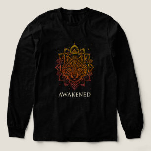Ontwaakte Wolf Mandala Spiritueel Design Tri-Blend Shirt