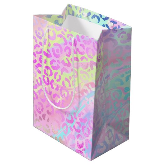Ontwerp 10 van de Iridescent Leopard-reeks Medium Cadeauzakje (Achterkant Gekanteld)