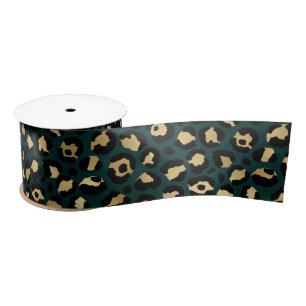Ontwerp 1 van de blauwgroen en Gold Leopard-reeks Lint