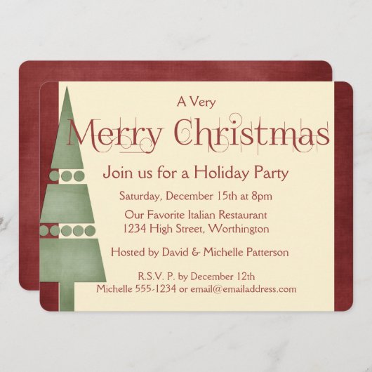 Ontwerp 1 van de kerstfeestdag-partijuitnodiging kaart (Voorkant / Achterkant)