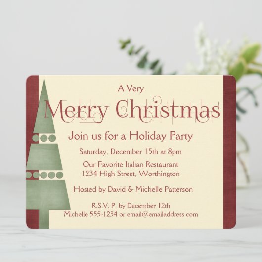 Ontwerp 1 van de kerstfeestdag-partijuitnodiging kaart (Staand voorkant)