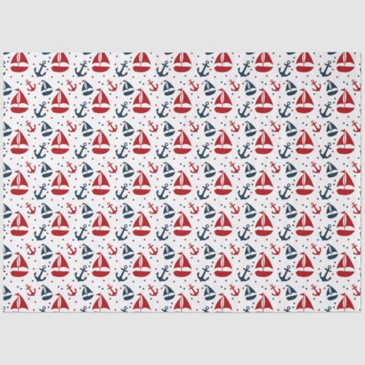 Ontwerp 1 van de rode en Navy Nautical Series Tissuepapier (Voorkant)