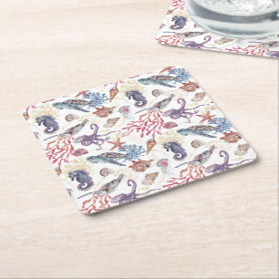 Ontwerp 1 van de samenstellingsreeks onderwater Wa Vierkante Kartonnen Onderzetter