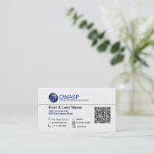 Ontwerp 1 van het Visitekaartje van OWASP met QRC (Staand voorkant)