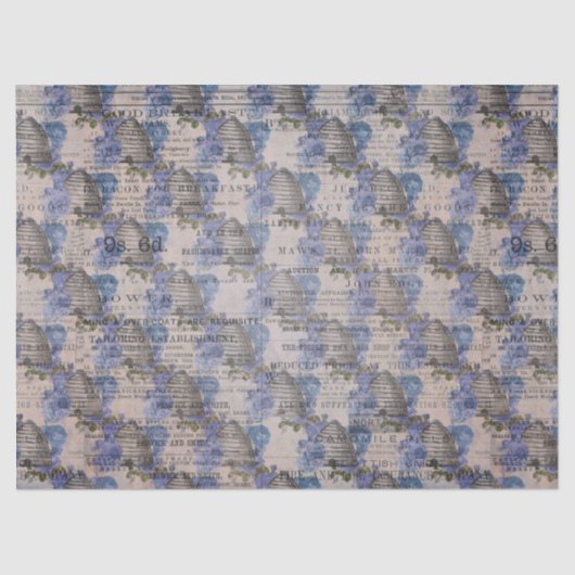 Ontwerp 3 van de blauwe bijenreeks tissuepapier (Voorkant)