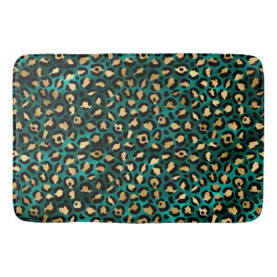 Ontwerp 3 van de blauwgroen en Gold Leopard-reeks Badmat