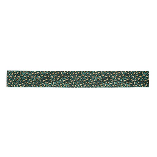 Ontwerp 3 van de blauwgroen en Gold Leopard-reeks Lint (Voorkant)