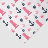 Ontwerp 3 van de roze en Navy Nautical Series Tissuepapier (Detail)