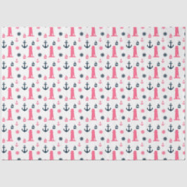 Ontwerp 3 van de roze en Navy Nautical Series Tissuepapier