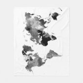 Ontwerp 42 Wereldkaart Greyscale Fleece Deken (Voorkant)