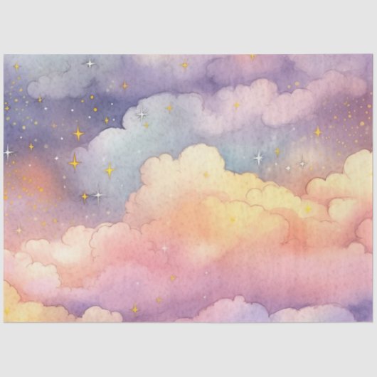 Ontwerp 6 van de Whimsical Pastel Cloud Series Tissuepapier (Voorkant)