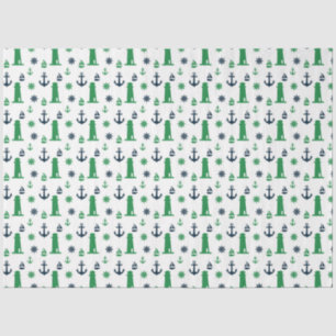 Ontwerp 7 van de groene en Navy Nautical Series Tissuepapier