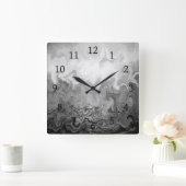 Ontwerp 83 grijs abstract vierkante klok (Huis)