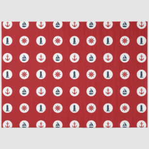 Ontwerp 8 van de rode en Navy Nautical Series Tissuepapier