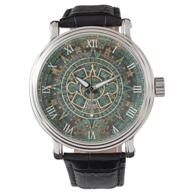  ontwerp Aztec Calendar Horloge (Voorkant)