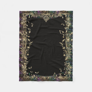 Ontwerp-banket Glitter Trimmed Gold Muzieknoten Fleece Deken