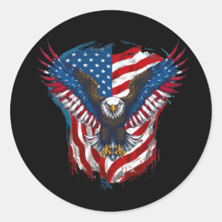 Ontwerp bedrukt met adelaar en Amerikaanse vlag Ronde Sticker