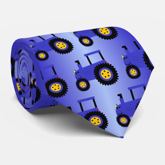 Ontwerp blauw tractor stropdas (Opgerold)