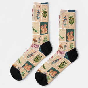 ontwerp Botanische insecten en Trendy retro Sokken