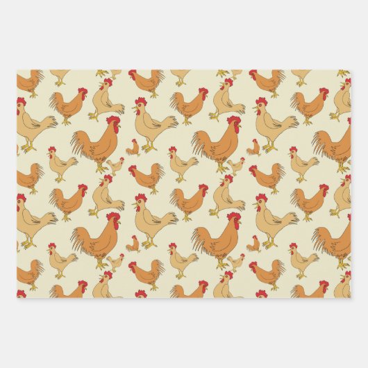 Ontwerp bruin Chicken Pattern Inpakpapier Vel (Voorkant 3)