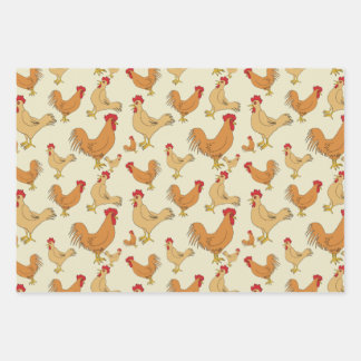 Ontwerp bruin Chicken Pattern Inpakpapier Vel