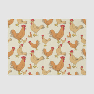 Ontwerp bruin Chicken Pattern Tissuepapier