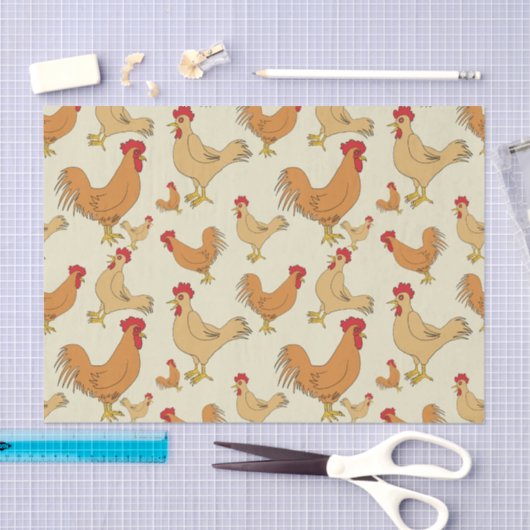 Ontwerp bruin Chicken Pattern Tissuepapier (Craft)
