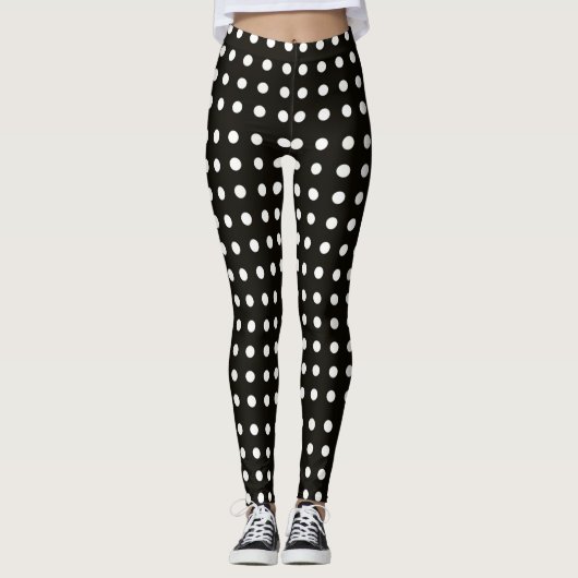 Ontwerp classy Black and White Polka Dot Pattern Leggings (Voorkant)