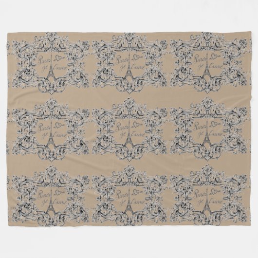  ontwerp Eiffeltoren: "Paris Je taime" Fleece Deken (Voorkant (Horizontaal))