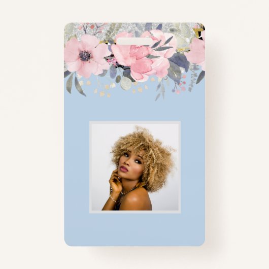 Ontwerp eigen mooie meisjesachtige roze bloemen br badge (Voorkant)