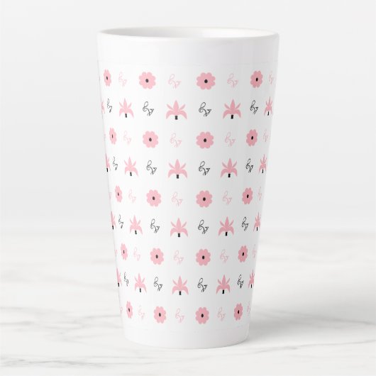 Ontwerp elegant zwart-roze patroonpatroon latte mok (Voorkant)