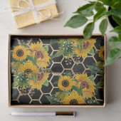 Ontwerp elf zonnebloem- en bijenreeksen tissuepapier (Geschenk)