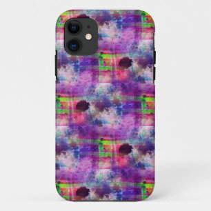 Ontwerp groene, paarse textuur aquarel iPhone 11 hoesje