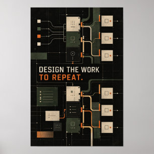 Ontwerp het werk om moderne systemen en processen poster
