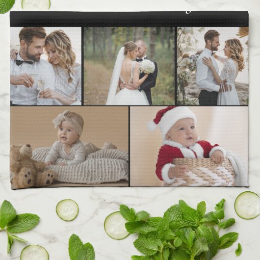 Ontwerp je eigen 10 fotocollage theedoek (Gevouwen)