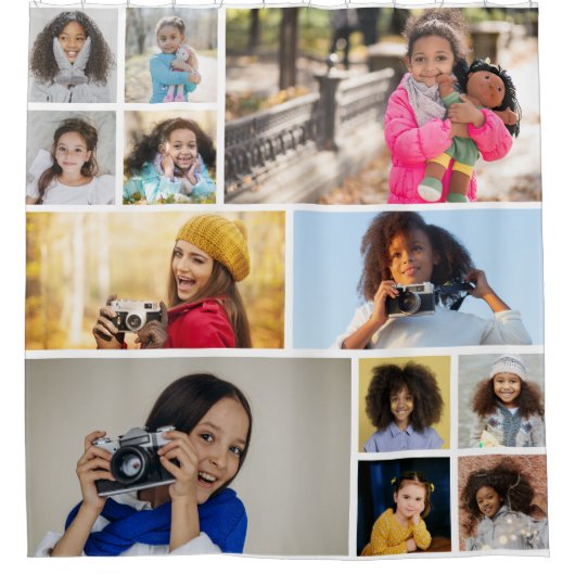 Ontwerp je eigen 12 fotocollage douchegordijn (Voorkant)