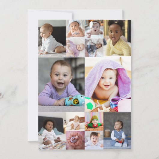 Ontwerp je eigen 14 fotocollage bedankkaart (Voorkant)