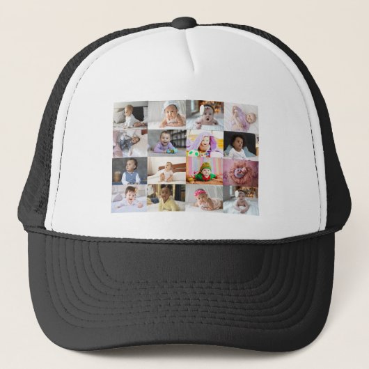 Ontwerp je eigen 16 fotocollage trucker pet (Voorkant)