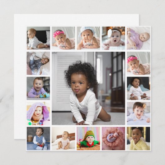 Ontwerp je eigen 17 fotocollage aankondiging (Voorkant / Achterkant)